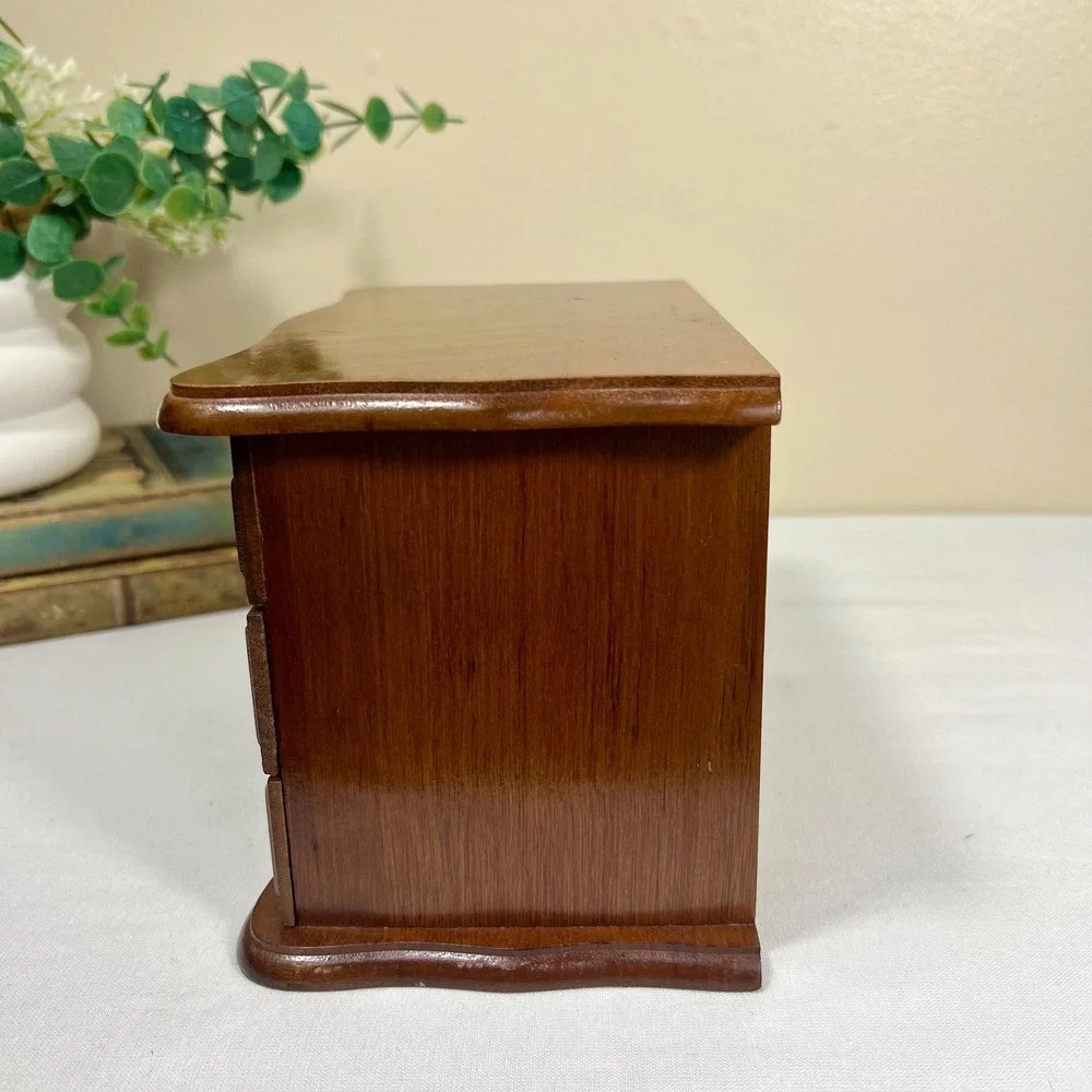 Vintage Wood Jewelry Box | Velvet Lined